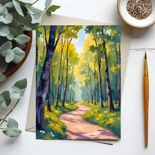 Lentepad   Waterverf Natuur Groen Woud Briefkaart
