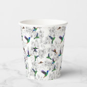 Lentepapier met kleurrijke vogels die vliegen in o papieren bekers (Voorkant)