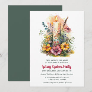 Lentepartij met wilde bloemen en kaars Sabbat Kaart