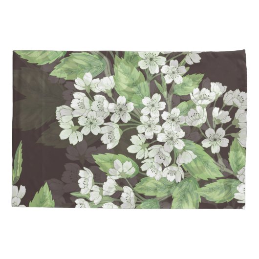 Lentepatroon, groene takken naadloos. kussensloop (Achterkant)