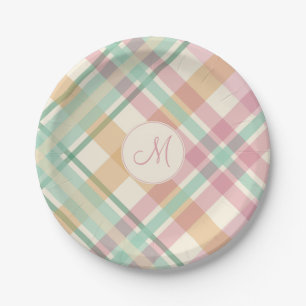 lentepompenseel met monogram papieren bordje
