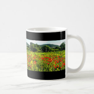 Lentepoppies Meadow en Mountain Landscape Koffiemok