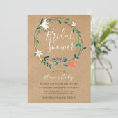 Lentere bloemenslingers bruidsjurk Bruiloft Kaart (Staand voorkant)