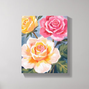 Lenterozen Bloemenschildering in waterverf Bloem Canvas Afdruk