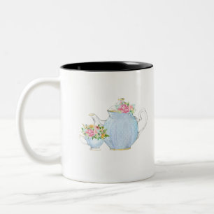 lentesbloem, thee, hoge thee, bloemthee, tuin tweekleurige koffiemok