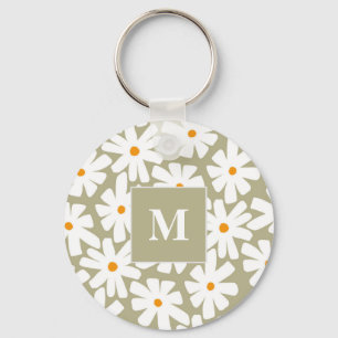 Lenteseizoenen florale retro patroonsage groen sleutelhanger