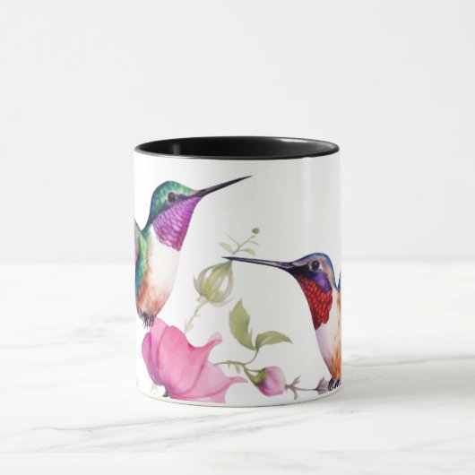 Lentetende vogels en bleekgekleurde bloemen mok (Midden)