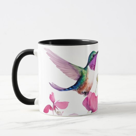 Lentetende vogels en bleekgekleurde bloemen mok (Links)