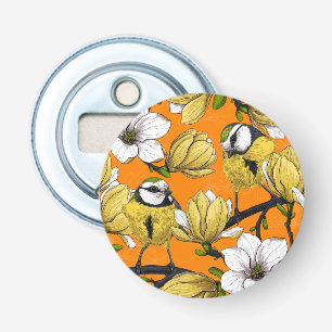 Lentetijd in geel button flesopener