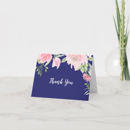 Lentetijd Pioen Navy Trouw Dankkaart Bedankkaart (Voorkant)