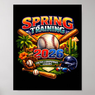 Lentetraining 2026 Honkbalfan Design Retro Palm Poster