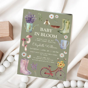 Lentetuin Baby Shower Waterverf Bloemen Kaart