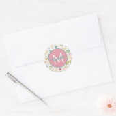 Lentetuin Bloem Monogram Ronde Sticker (Envelop)