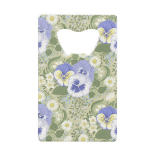 Lentetuin bloemen op salie kredietkaart flessenopener