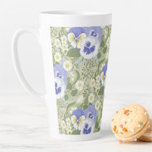 Lentetuin bloemen op salie latte mok
