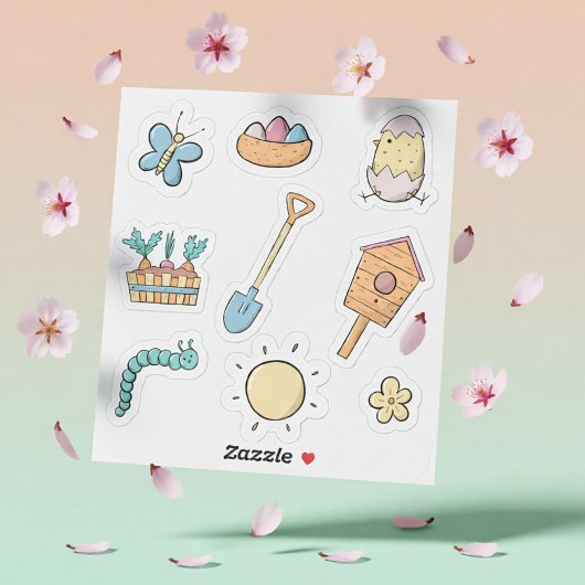Lentetuin Bloemen set van 9 Sticker