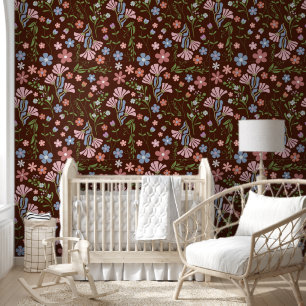Lentetuin met Chocolade Bruine Achtergrond Behang