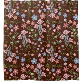 Lentetuin met Chocolade Bruine Achtergrond Douchegordijn