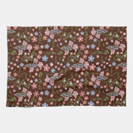 Lentetuin met Chocolade Bruine Achtergrond Theedoek