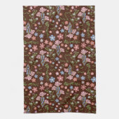 Lentetuin met Chocolade Bruine Achtergrond Theedoek (Verticaal)