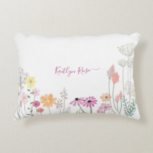 Lentetuin met wilde bloemen Gepersonaliseerd Accent Kussen