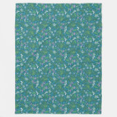 Lentetuin Moederdag Blauw Paars Wit Fleece Deken (Voorkant)