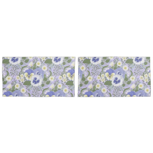 Lentetuinbloemen op lavendel kussensloop (Voorkant-Set)