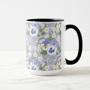 Lentetuinbloemen op lavendel mok