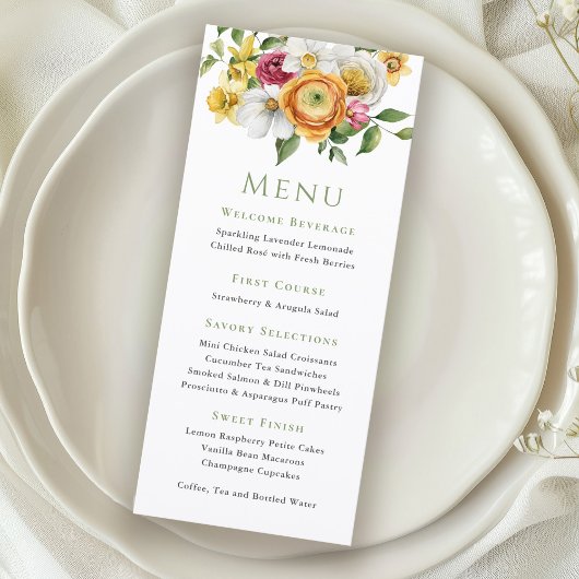 Lentetuinfeestmenu met bloemen menu