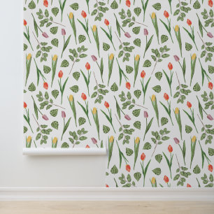 Lentetulp Botanisch Patroon Behang