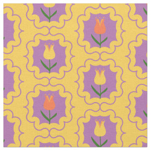 Lentetulpen in lijsten - Retro bloempatroon Stof