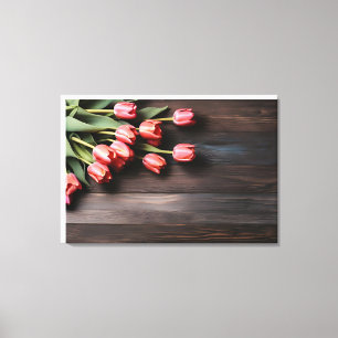 Lentetulpen voor Valentijnsdag Canvas Afdruk