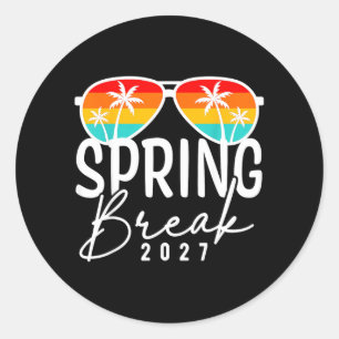 Lentevakantie 2027 T-shirts voor mannen vrouwen ki Ronde Sticker