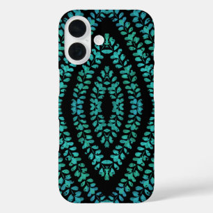 Lentevakantie laat turquoise gekleurd kunstontwerp iPhone 16 hoesje