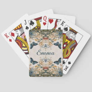 Lentevlinder Bloementuin in Vintage Stijl Pokerkaarten