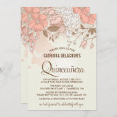  lentevloeren Quinceañera Uitnodiging (Voorkant / Achterkant)