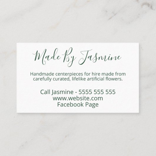 Lentevloerweddenschap en feestelijk hoofdkwartier visitekaartje (Achterkant)