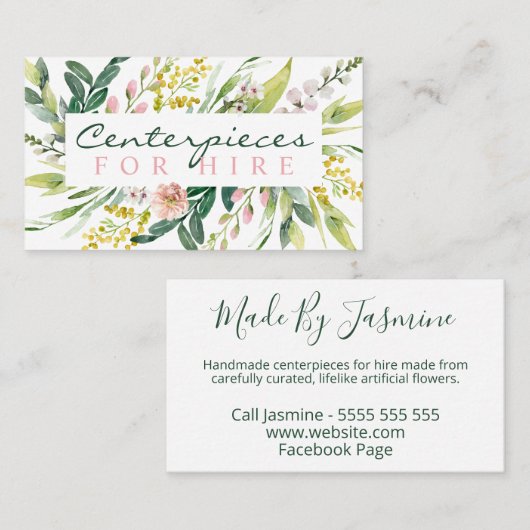 Lentevloerweddenschap en feestelijk hoofdkwartier visitekaartje (Voorkant / Achterkant)