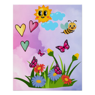 Lentewindvlinder Bloemenweide Perfect Poster