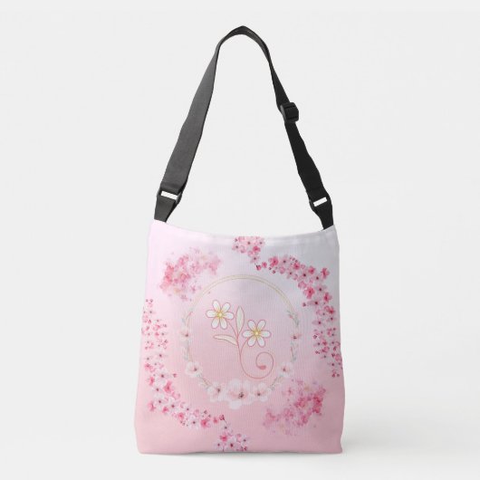 Lentezegen Pink Pastel Bloemmotief Crossbody Tas (Voorkant)