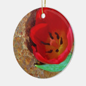 Lentgele en rode tulp keramisch ornament (Links)