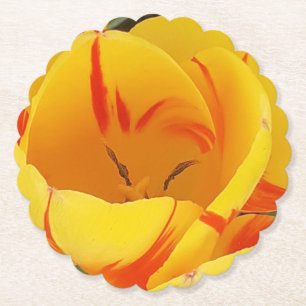 Lentgele tulpen kartonnen onderzetters