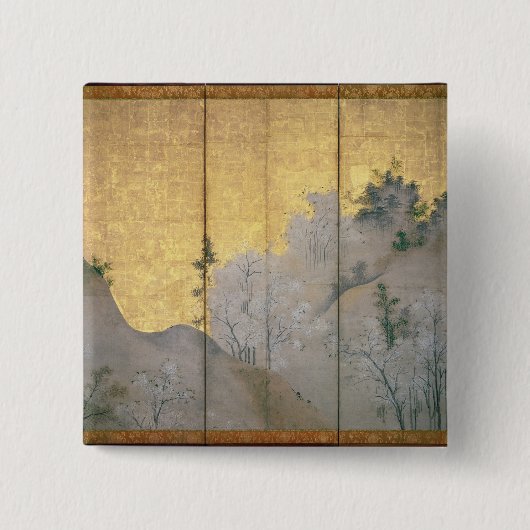 Lentlandschap Vierkante Button 5,1 Cm (Voorkant)