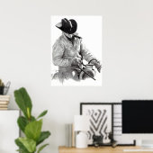 "L'ENTRAÎNEUR DE CHEVAL" au crayon, Poster (Bureau à domicile)