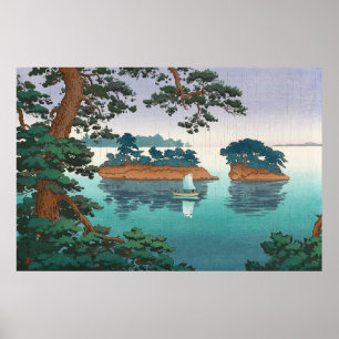 Lentregen in Matsushima door Tsuchiya Koitsu Poster