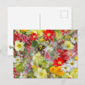 Lentrode en gele bloemen briefkaart (Voorkant / Achterkant)