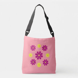 Lentroze en gele bloemen op roze crossbody tas