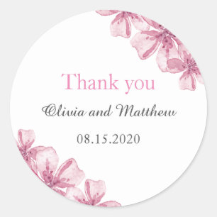 Lentroze kersen bloesem. Floral bedankt Ronde Sticker