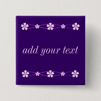 Lentroze versiering met bloemen vierkante button 5,1 cm