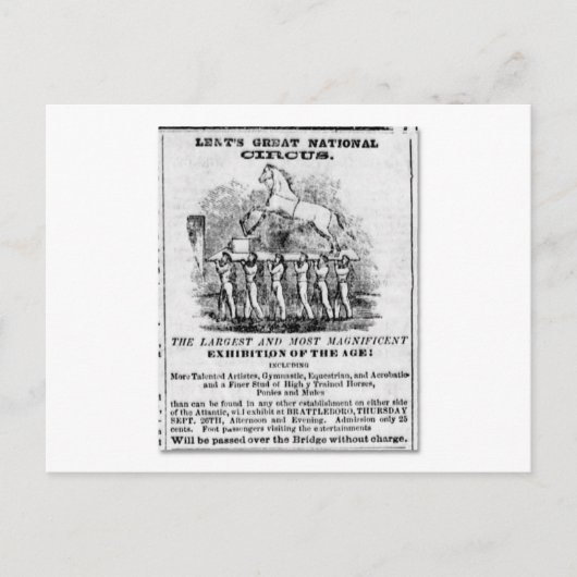 Lent's Great National Circus Advertisement Briefkaart (Voorkant)